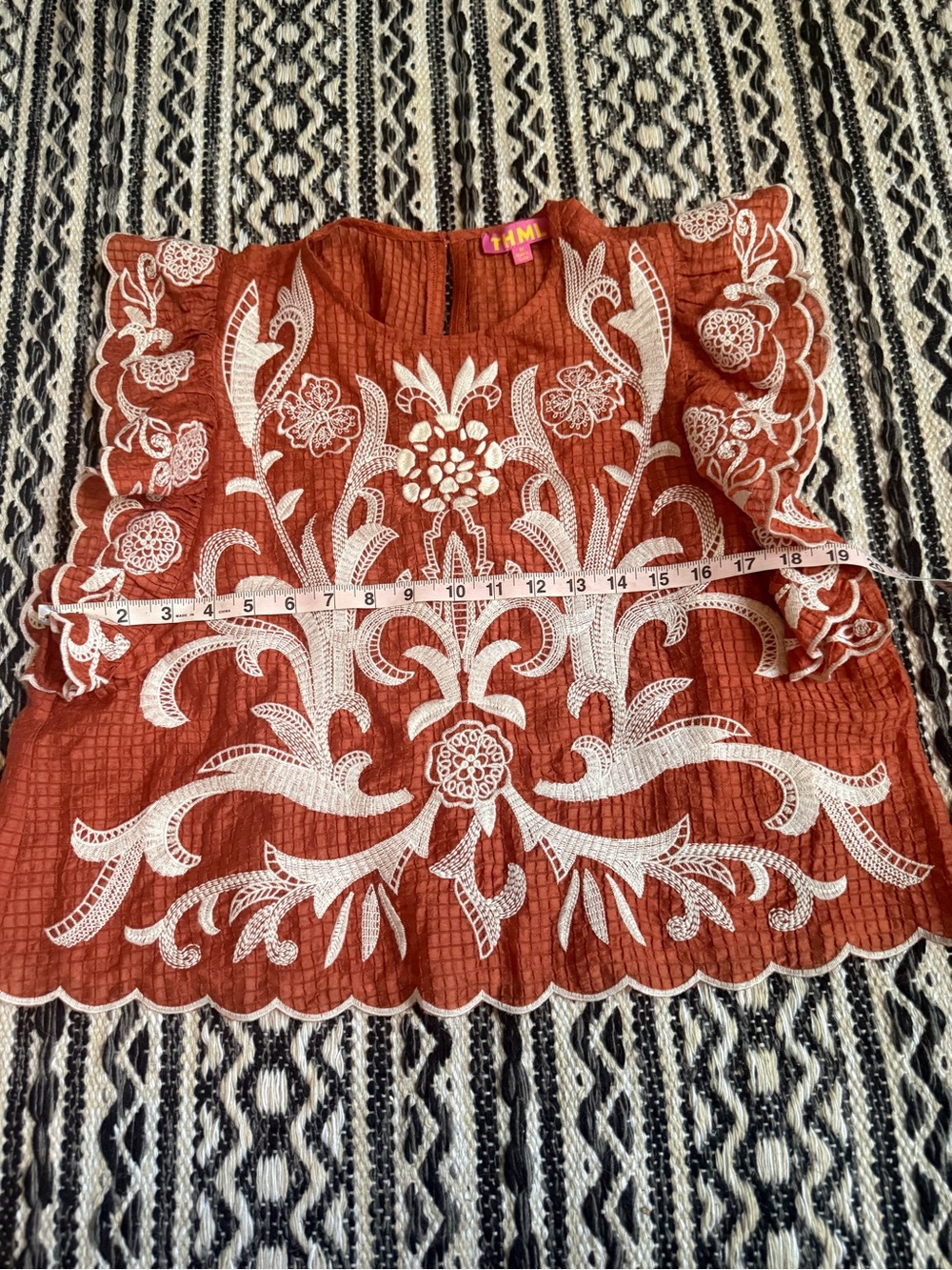THML Anima Rust Ruffle Sleeve Embroidered Top from Avara - Picture 5 of 6